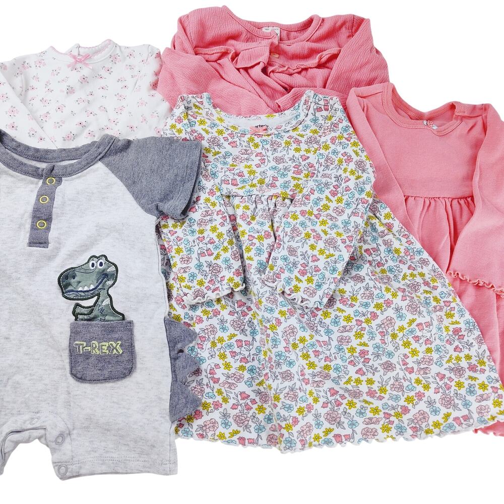 Girls Clothing Bundle: Dino Romper, Dresses & Cardigan